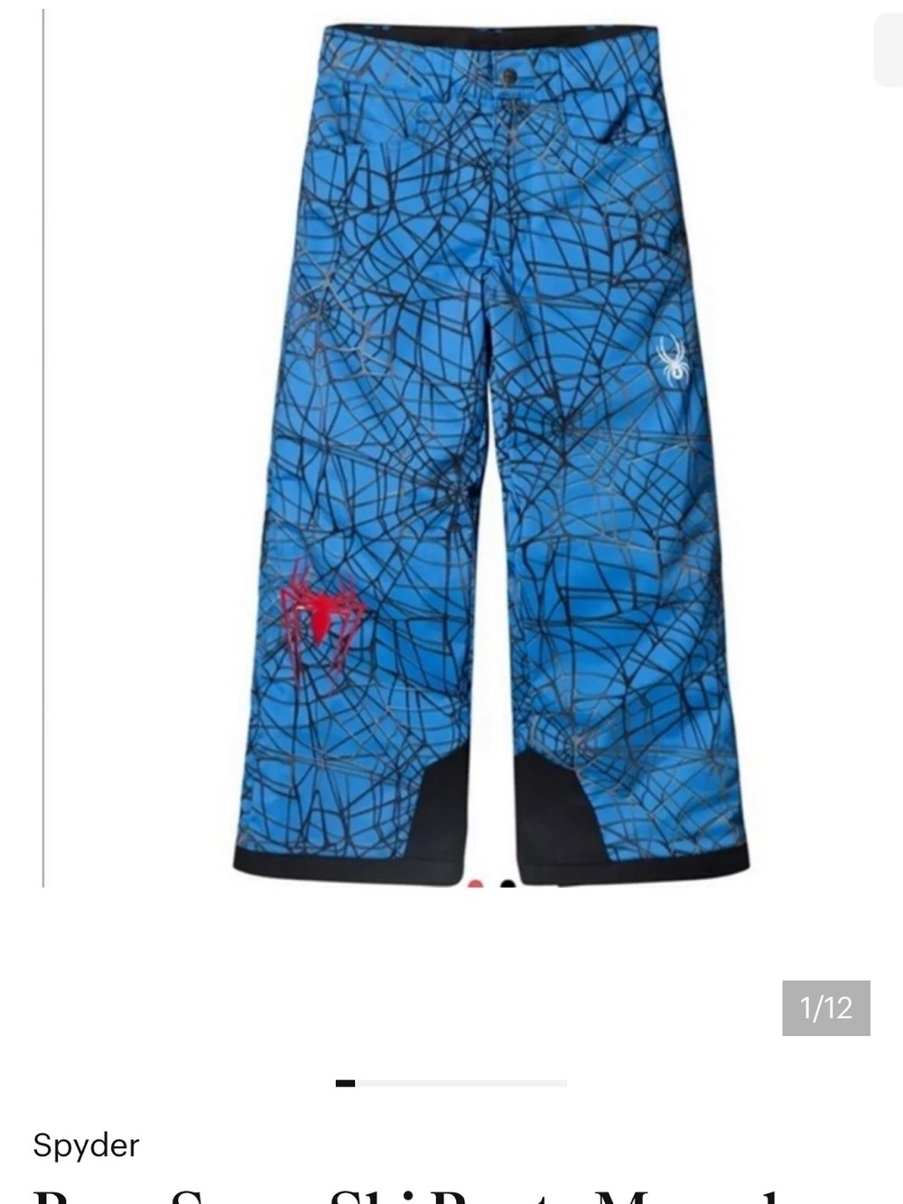 Boys Snow Ski Pants Marvel Hero Spyder Spiderman Size 14 NWT